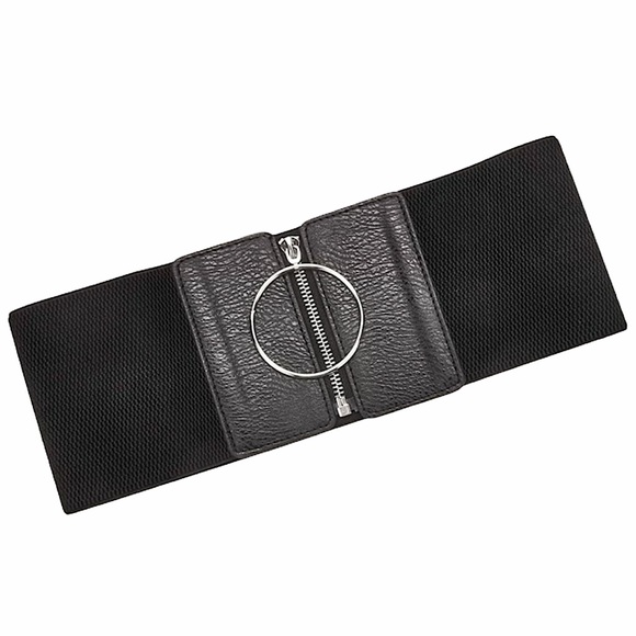 Zipper Pull Black Corset Belt - Picture 2 of 3